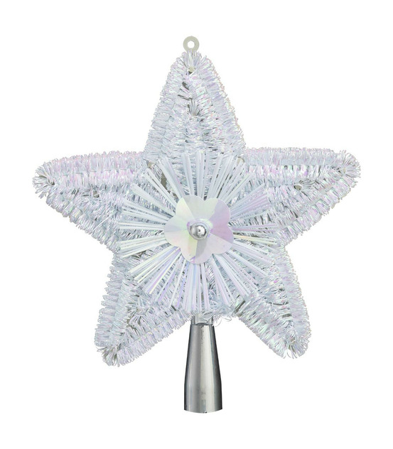 Déco sapin de noël cimier étoile blanc brillant