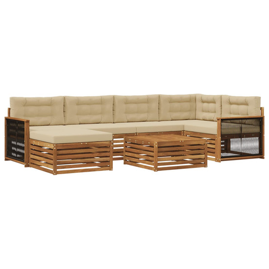 Ensemble de canapés d'extérieur 7 pcs naturel et beige