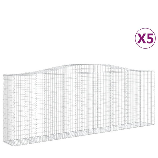 Paniers à gabions arqués 5 pcs 400x50x140/160 cm fer galvanisé