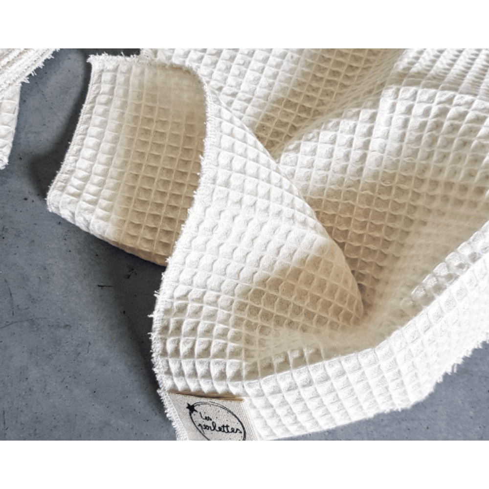 Lot de 3 lavettes en coton biologique oeko-tex® nid d'abeille beiges
