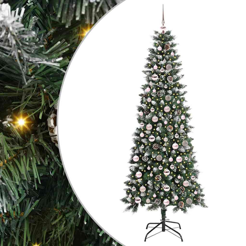 Sapin de noël artificiel vert 210 cm pvc, plastique et acier