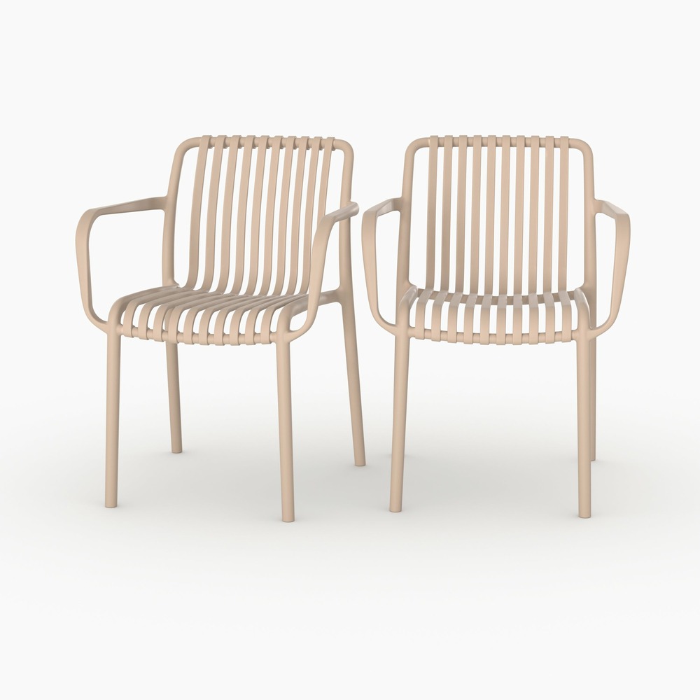 Ivy-lot de 2 chaises de jardin empilables en plastique beige