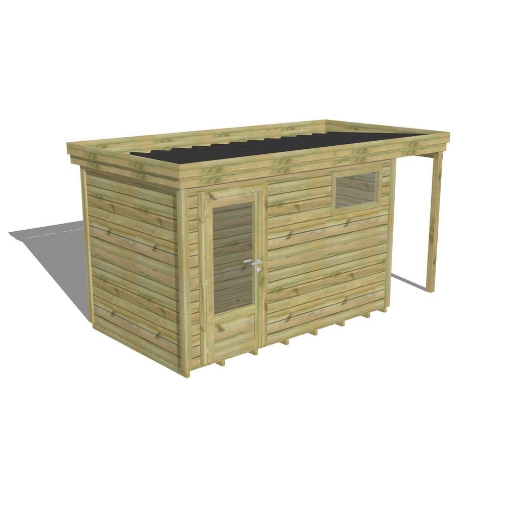 Abri de jardin bois pin traité autoclave 27mm - 4,44x2,14m / 10m2 - bac acier - plancher bois