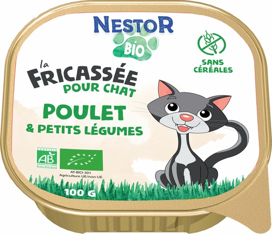 Pâtées sans céréales bio au poulet pour chat 100g