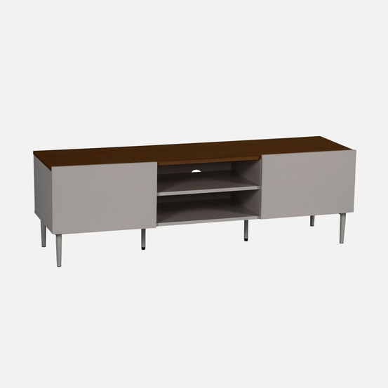 Meuble tv décor bois piétement métal 2 portes 140cm - ashton