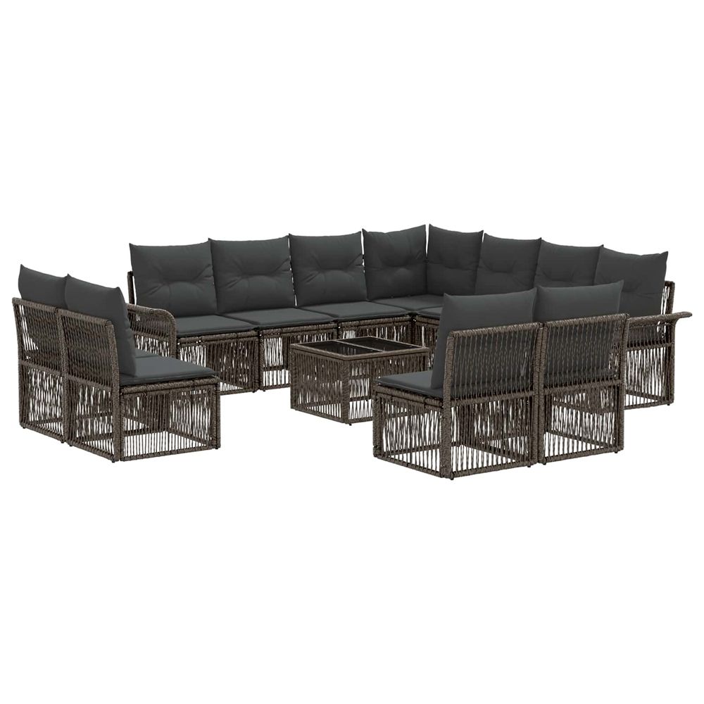 Ensemble de canapé de jardin 12 pc gris polyrotin