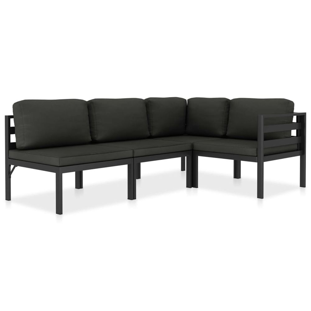 Salon de jardin 4 pcs avec coussins aluminium anthracite
