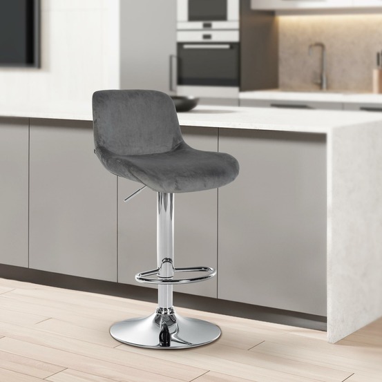 Tabouret de bar solon velours chromé