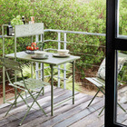 Set table avec 2 chaises pliantes balcon en acier - vert