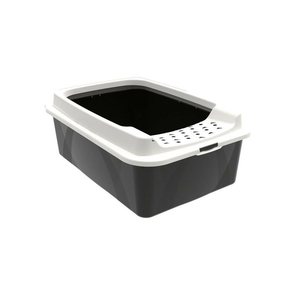 Bac a litiere avec rebords - rotho mypet - bonnie - 57.2 x 39.3 x 20.9 cm - noir