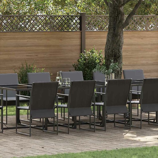 Ensemble de salle à manger pour jardin 13 pcs noir acier