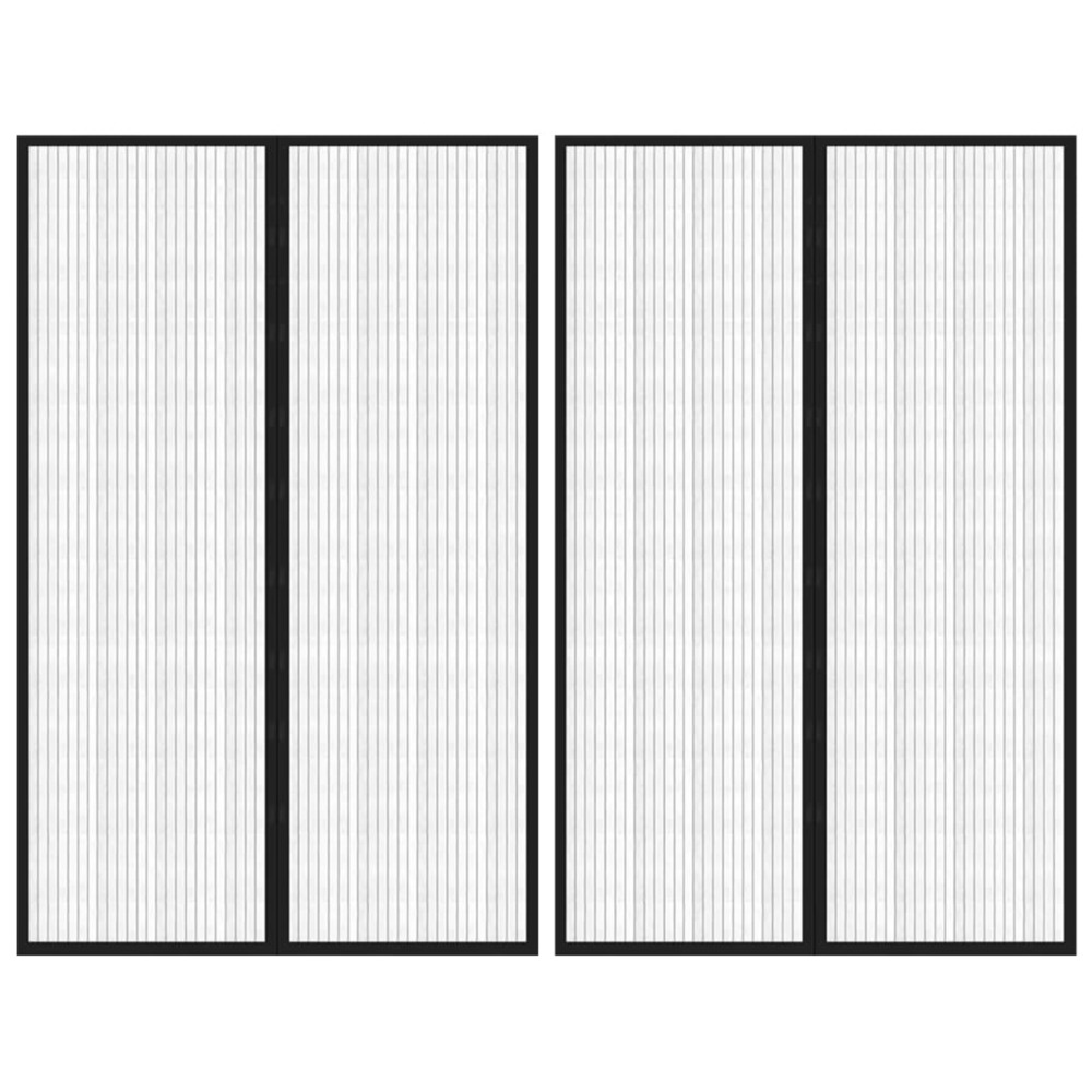 Rideaux de porte anti-insectes 2 pcs et aimants noir 220x130 cm