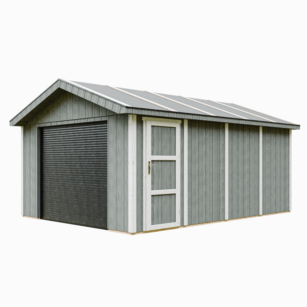 Garage qualité premium 17 m² - l378xl530 cm- timbela m991b-cavern steel