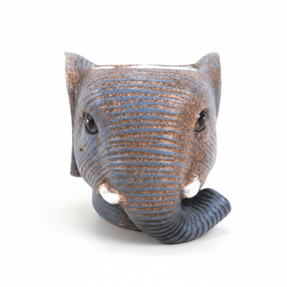 Pot de fleurs enfant motif éléphant - gris - d.11cm