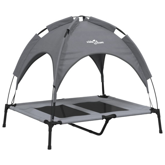 Lit pour chien avec auvent anthracite tissu oxford et acier