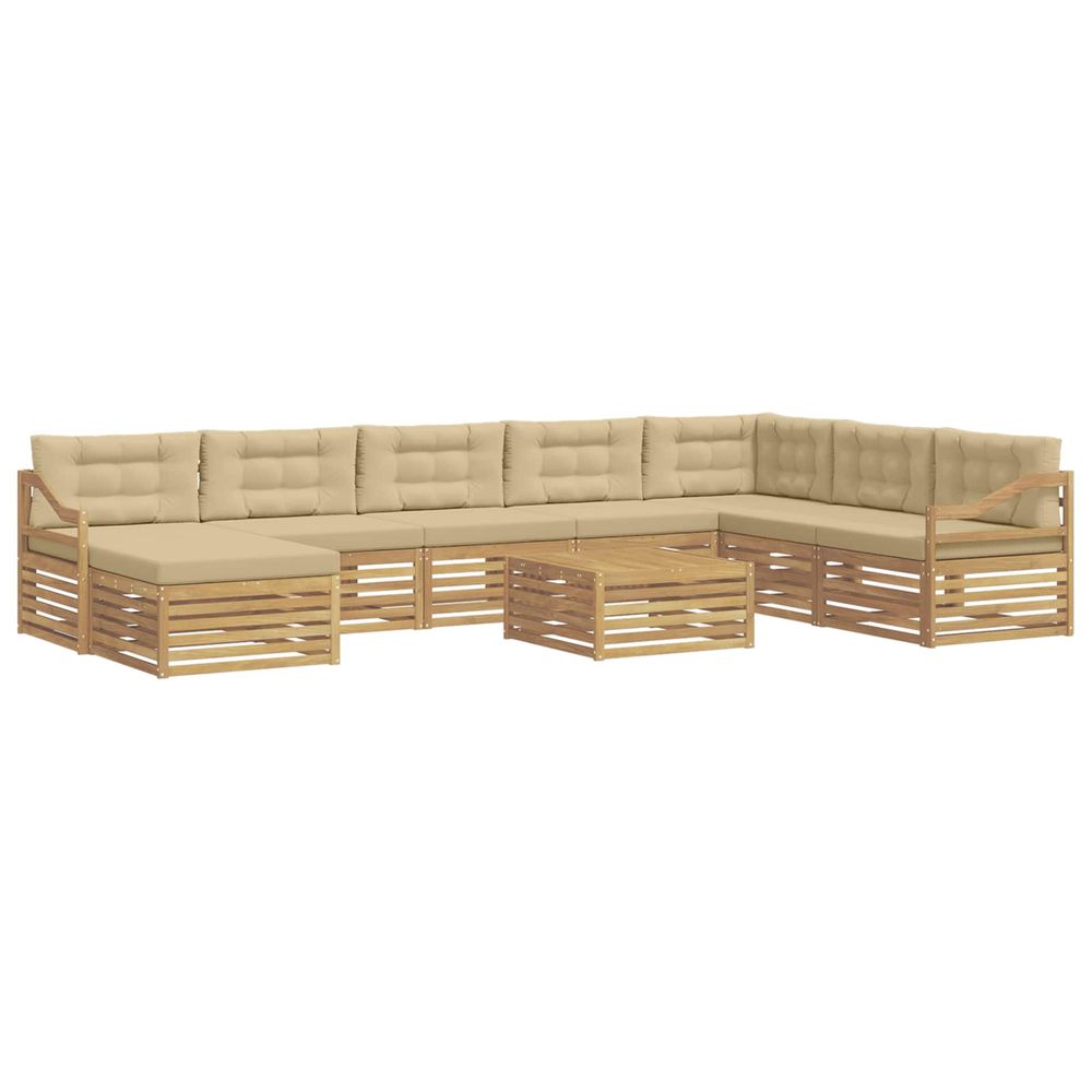 Ensemble de canapés d'extérieur 9 pc blanc et beige polyester