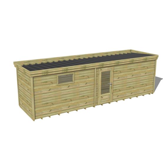Abri de jardin bois pin traité autoclave 27mm - 7,695x2,14m / 16m2 - bac acier - plancher bois