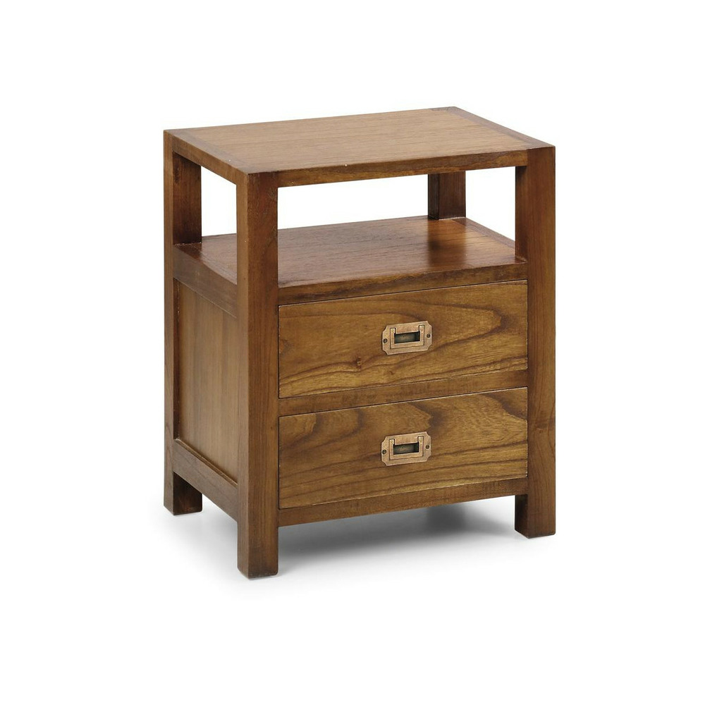 Table de chevet 2 tiroirs bronze bois marron - onéline décoration d'autrefois
