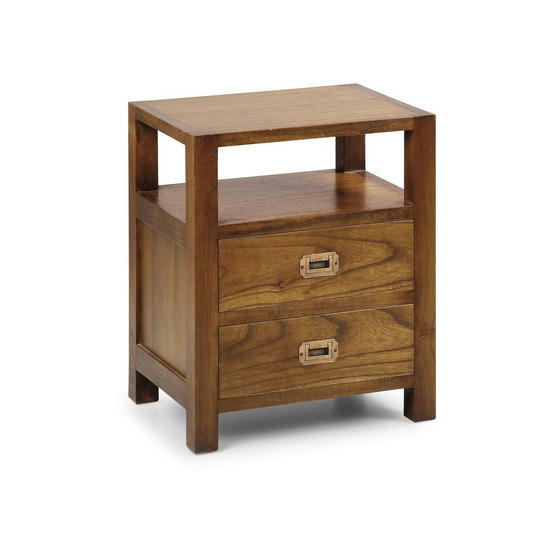 Table de chevet 2 tiroirs bronze bois marron - onéline décoration d'autrefois