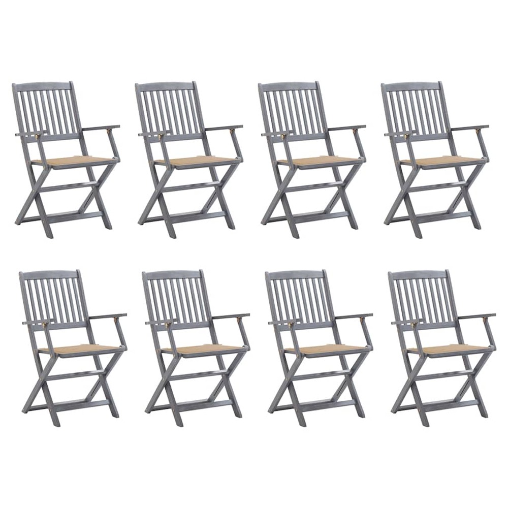 Chaises pliables d'extérieur lot de 8 et coussins bois d'acacia