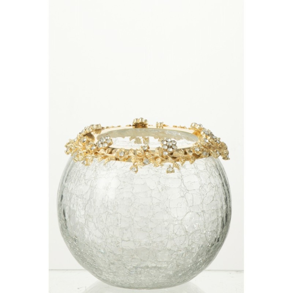 Photophore en verre doré 14x10x14 cm