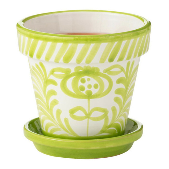 Pot avec soucoupe en céramique