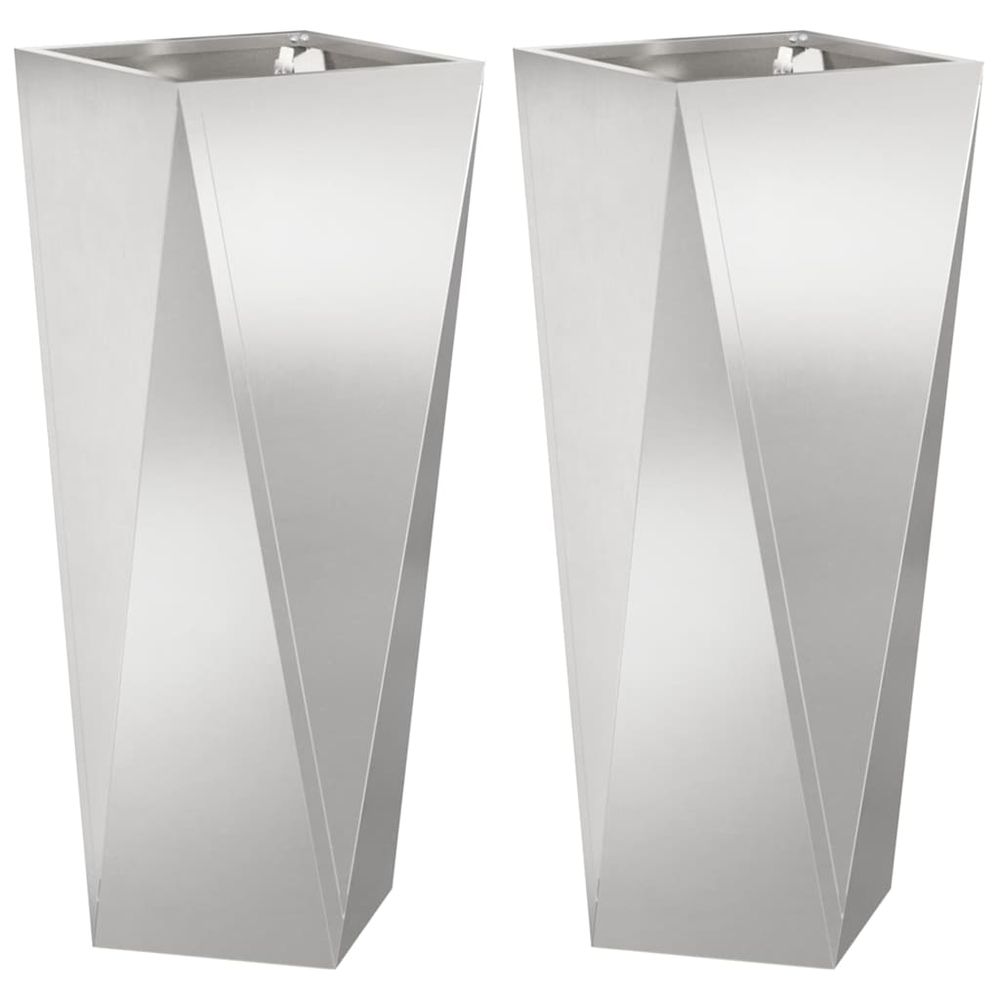Jardinière 2 pcs argent 30 x 30 x 75 cm acier inoxydable