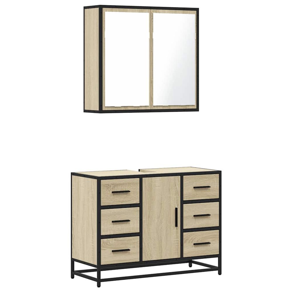 Ensemble de meubles de salle de bain 2 pcs chêne sonoma