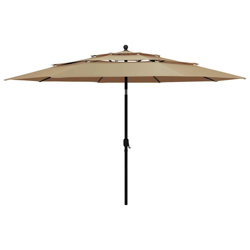 Parasol de jardin à 3 niveaux avec mât en aluminium taupe 3,5 m