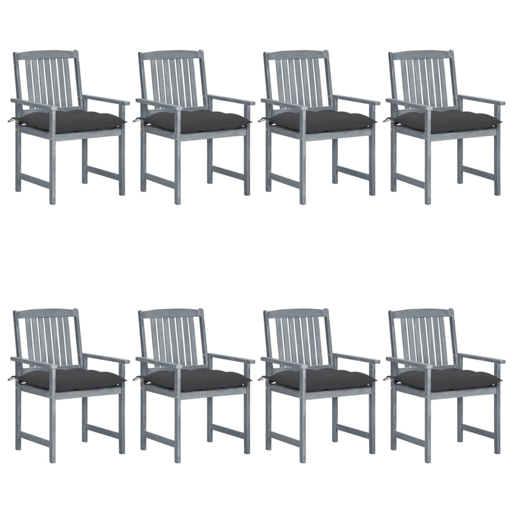 Chaises de jardin et coussins lot de 8 bois acacia solide gris