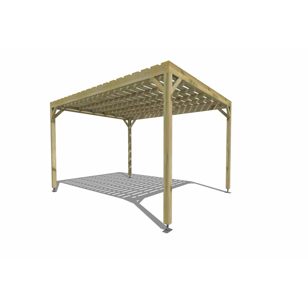 Pergola bois • 3m x 4m • indépendante • sens profondeur • platelage bois • livraison comprise