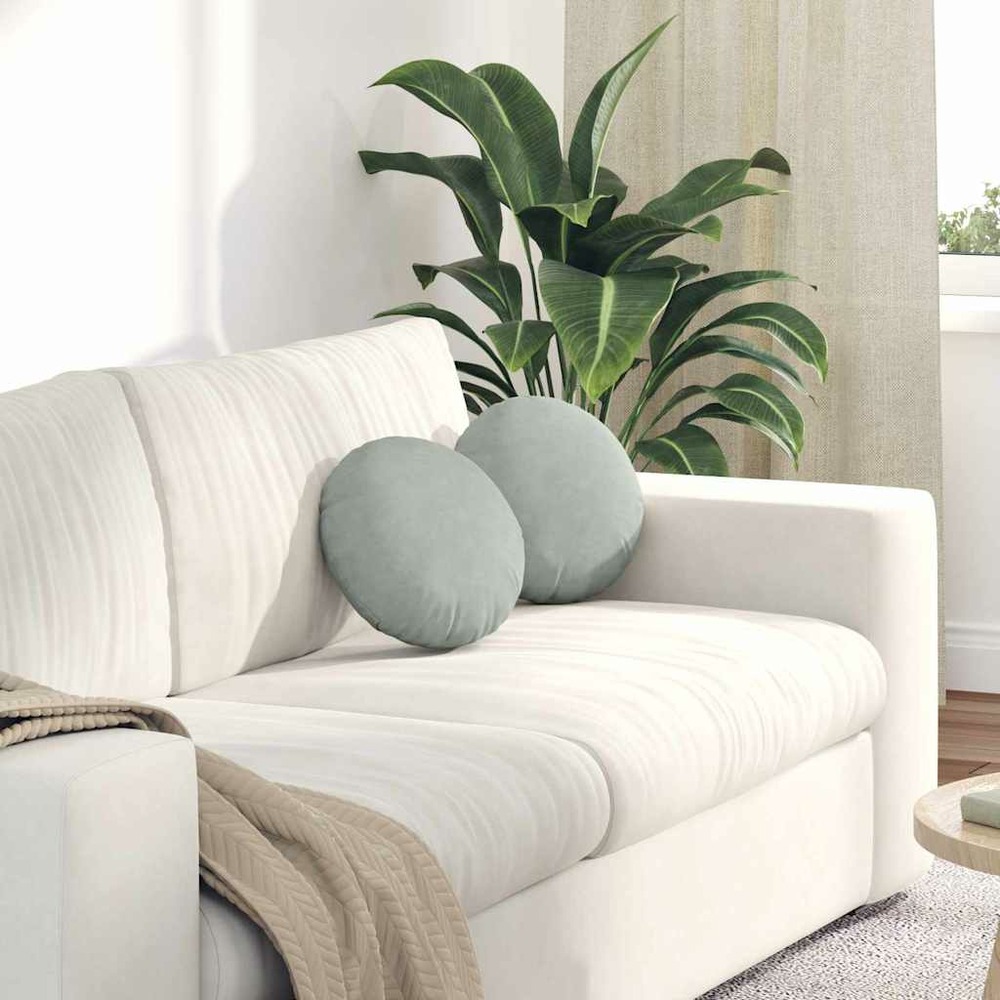 Coussins de siège 2 pcs gris clair ø30 x 13 cm velours