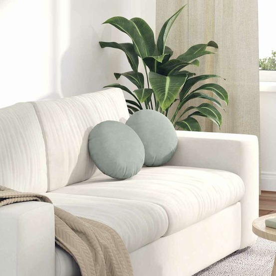 Coussins de siège 2 pcs gris clair ø30 x 13 cm velours