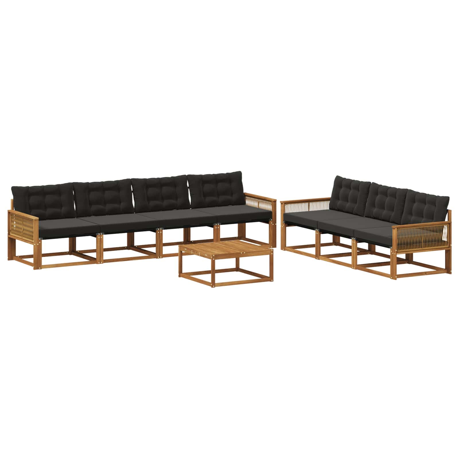 Ensemble de canapés d'extérieur 8 pcs naturel et noir