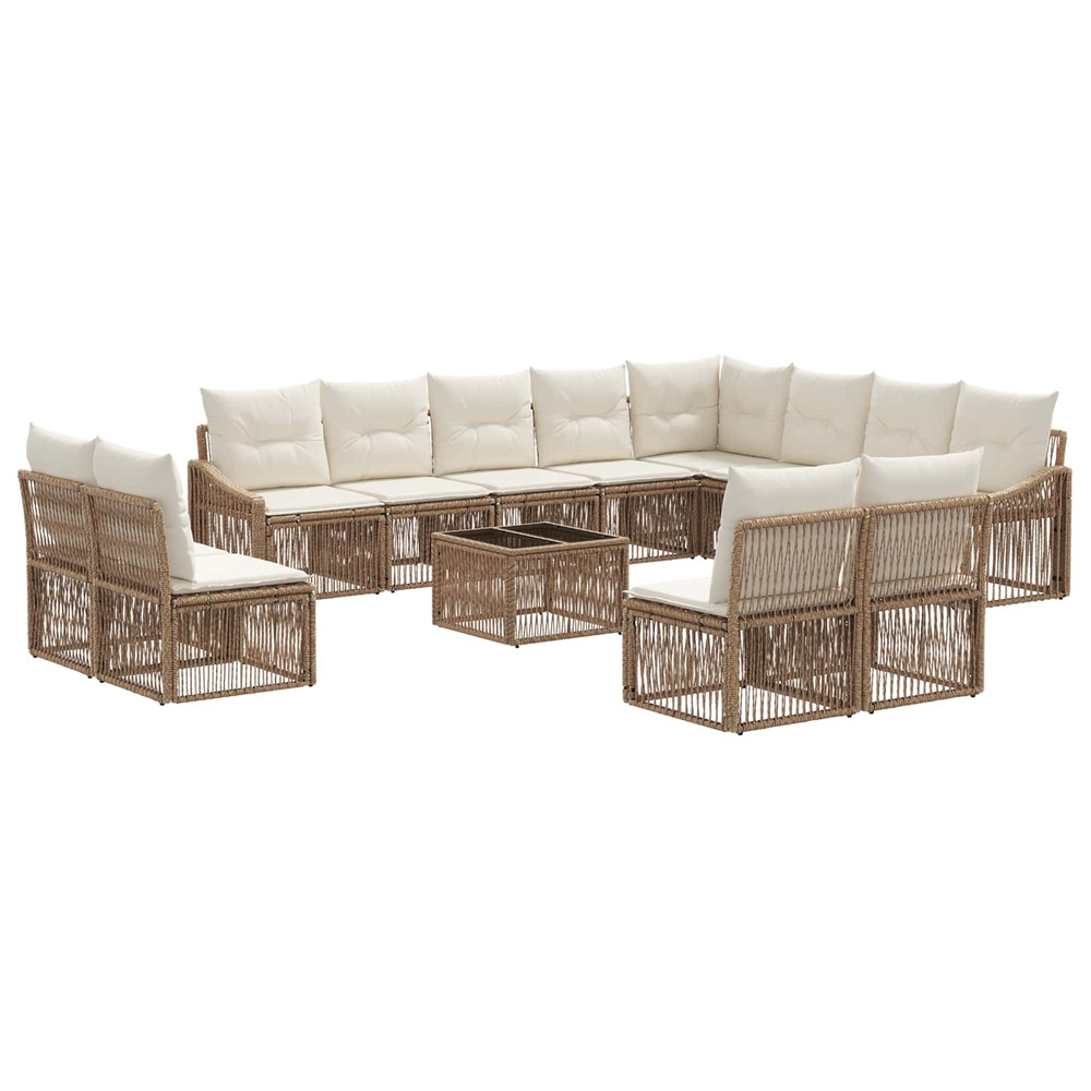 Ensemble de canapé de jardin 13 pcs beige polyrotin