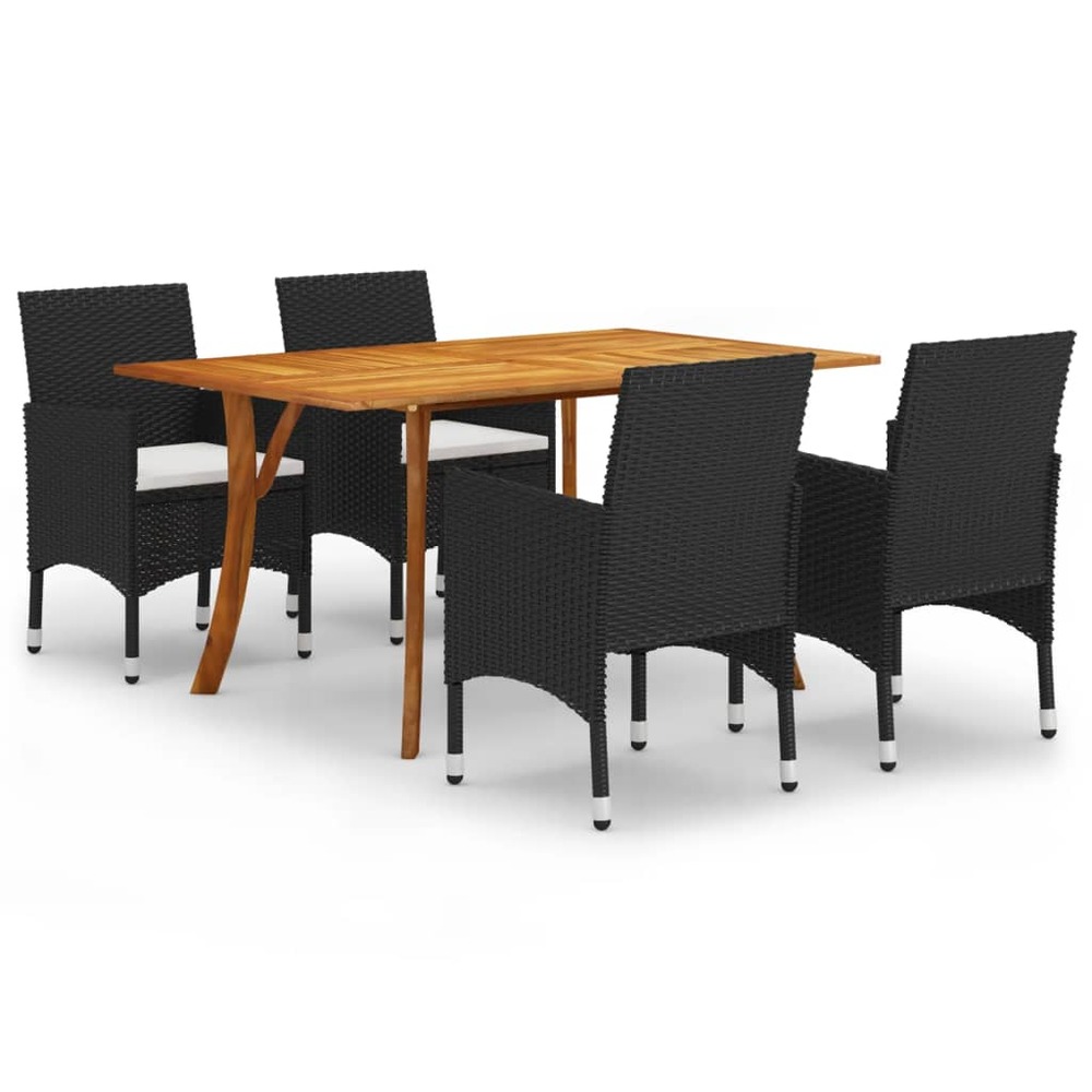 Ensemble de salle à manger de jardin 5 pcs noir