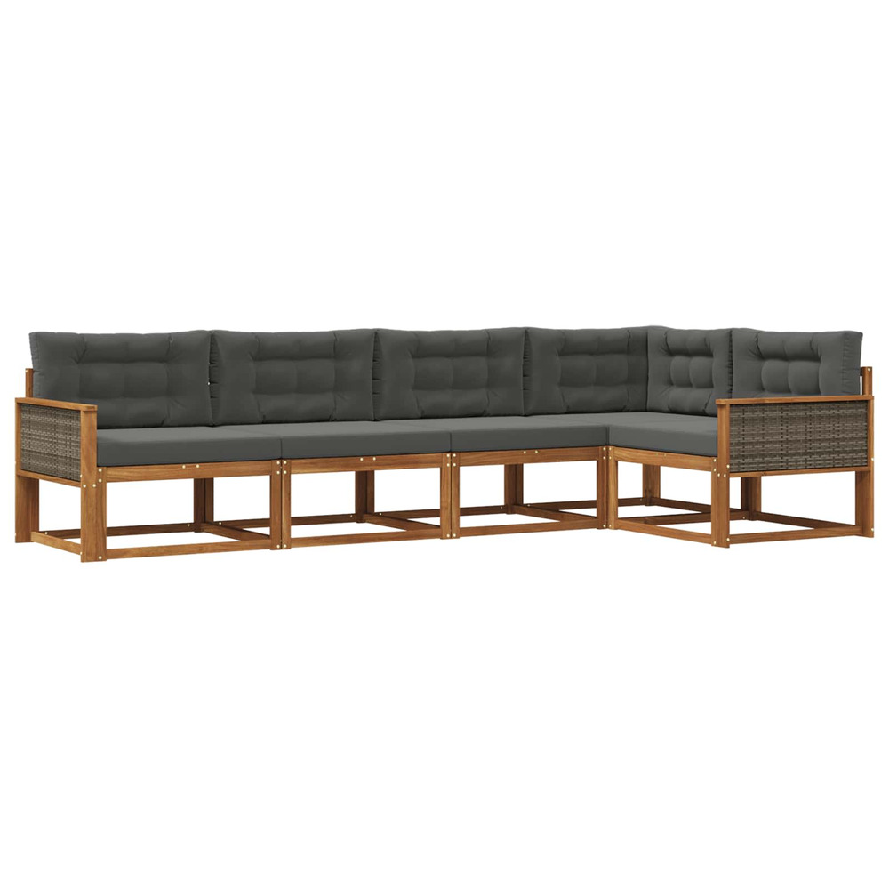 Ensemble de canapés d'extérieur 5 pcs naturel et anthracite