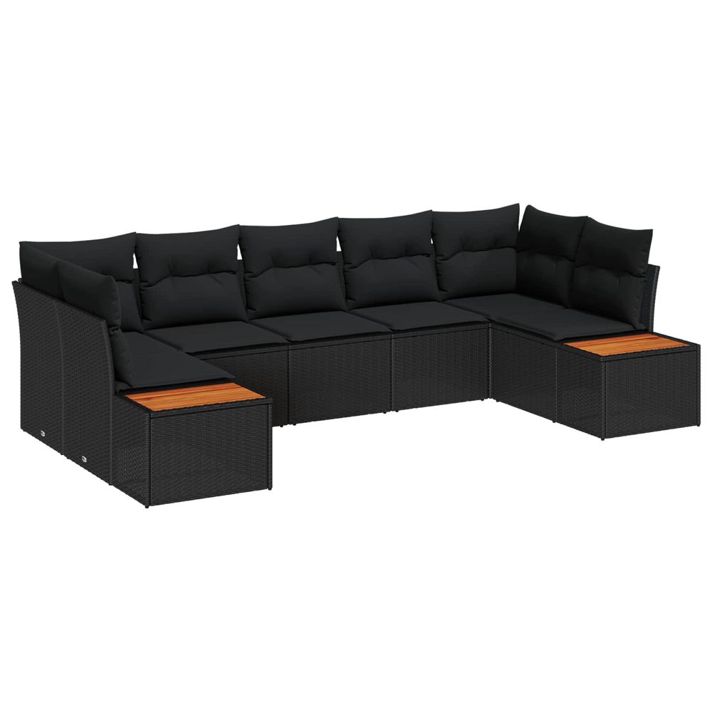 Ensemble de canapé de jardin 7 pc noir polyrotin