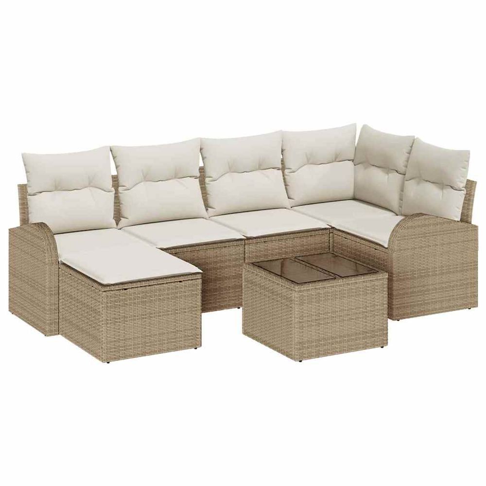 Ensemble de canapés 7 pc beige et blanc polyrotin