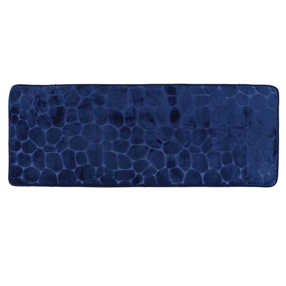 Tapis memoire de forme microfibre galet 45x120 cm - bleu marine
