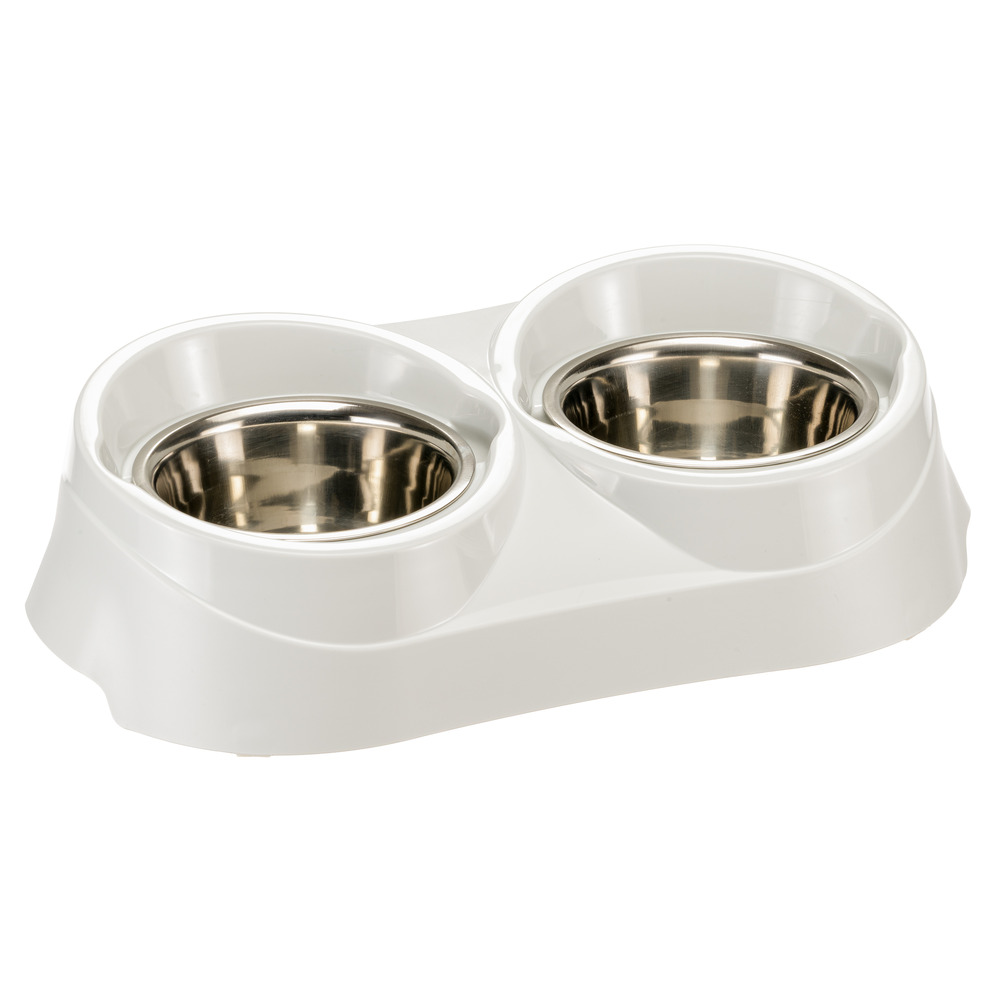 Ferplast support de gamelle pour chien duo feed avec 2 gamelles en acier inoxydable - système de double alimentation, antidérapant