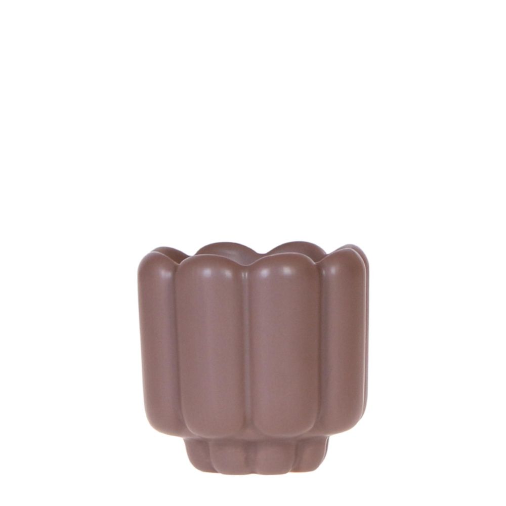 Cache-pot céramique mat - allure vintage - pot de 6cm - brun
