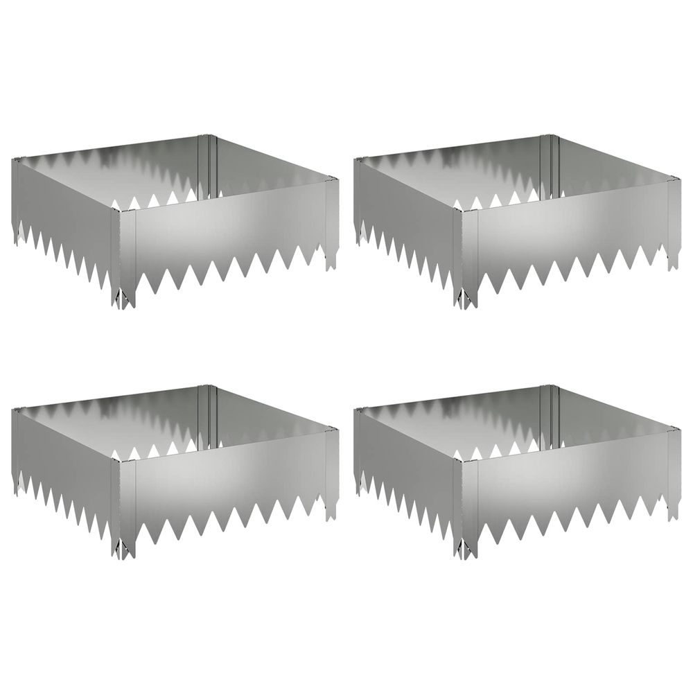 Bordure de pelouse 4 pc 60 x 60 x 20 cm acier argenté