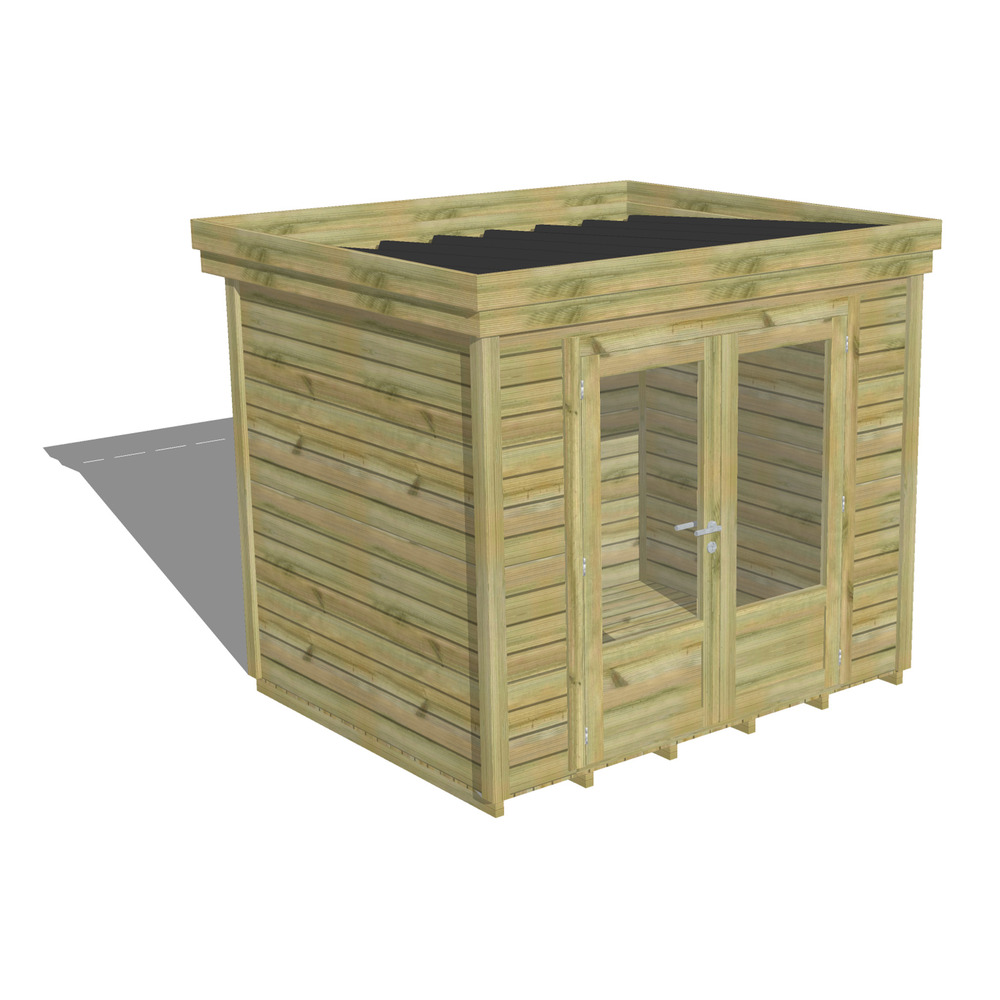 Abri de jardin bois pin traité autoclave 27mm - 2,64x2,14m / 6m2 - bac acier - plancher bois