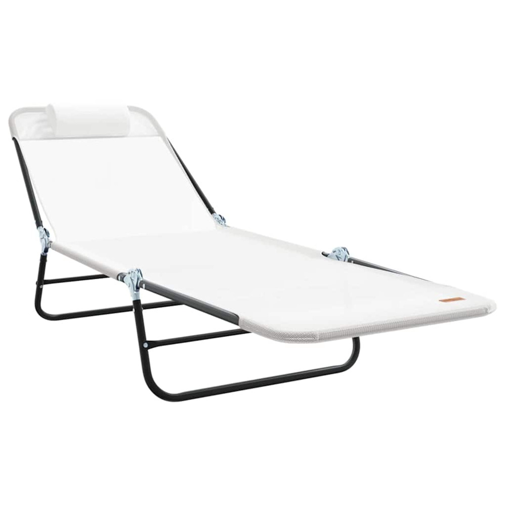 Chaise longue pliante crème 182 x 55 x 85,5 cm textilène bain de soleil