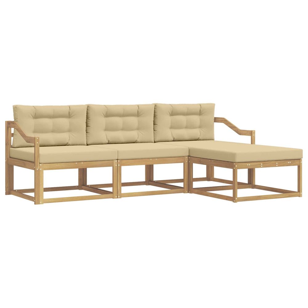 Ensemble de canapés d'extérieur 4 pc blanc et beige polyester