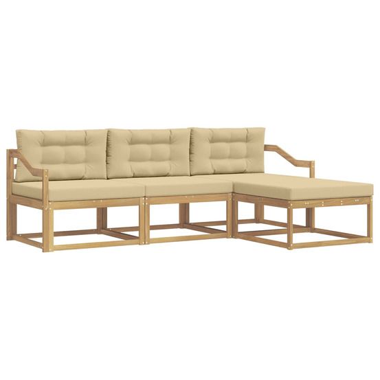 Ensemble de canapés d'extérieur 4 pc blanc et beige polyester