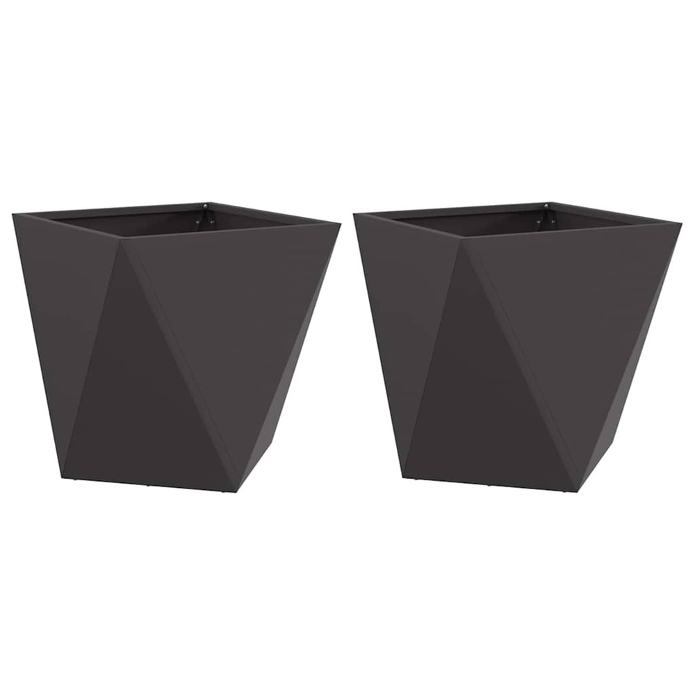 Jardinière d'extérieur 2 pcs noir 50 x 50 x 50 cm acier