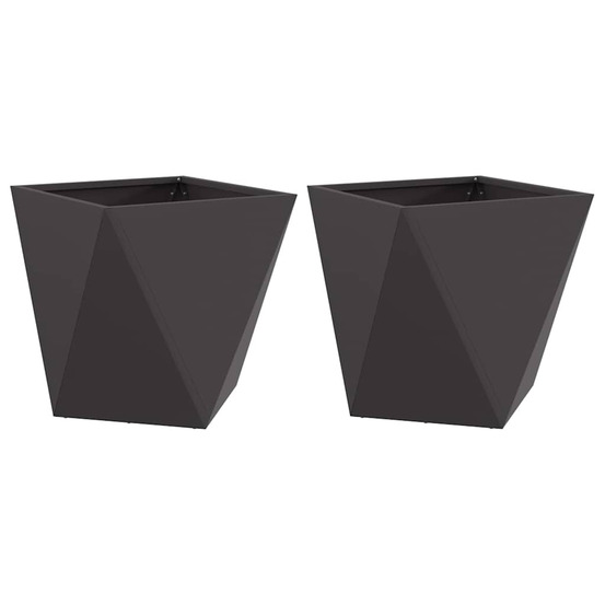 Jardinière d'extérieur 2 pcs noir 50 x 50 x 50 cm acier