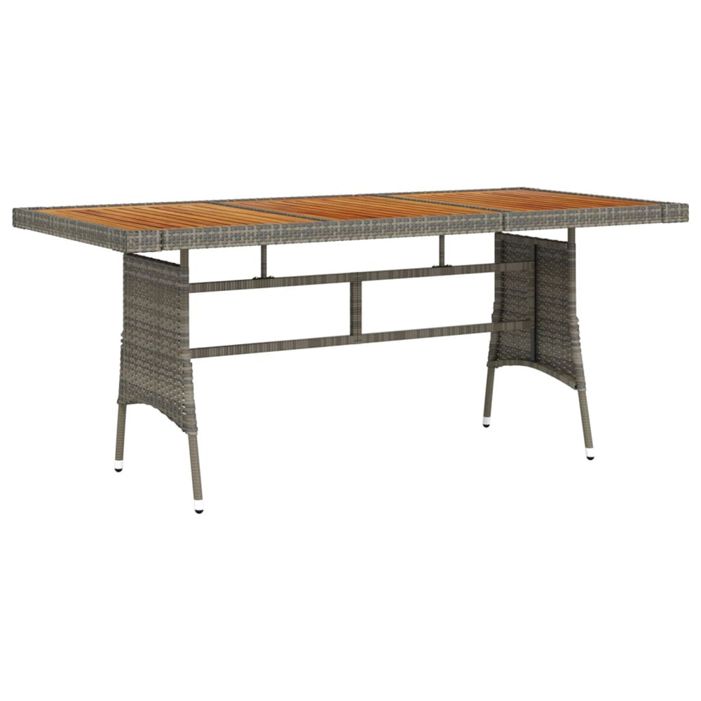 Table de jardin gris 160x70x72 cm résine tressée et acacia